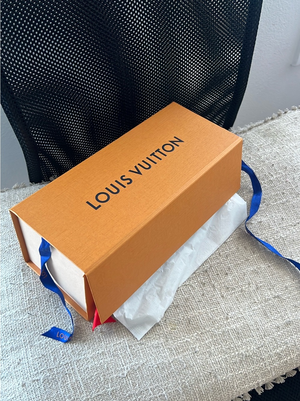 Louis Vuitton Orange Box with Blue Ribbon